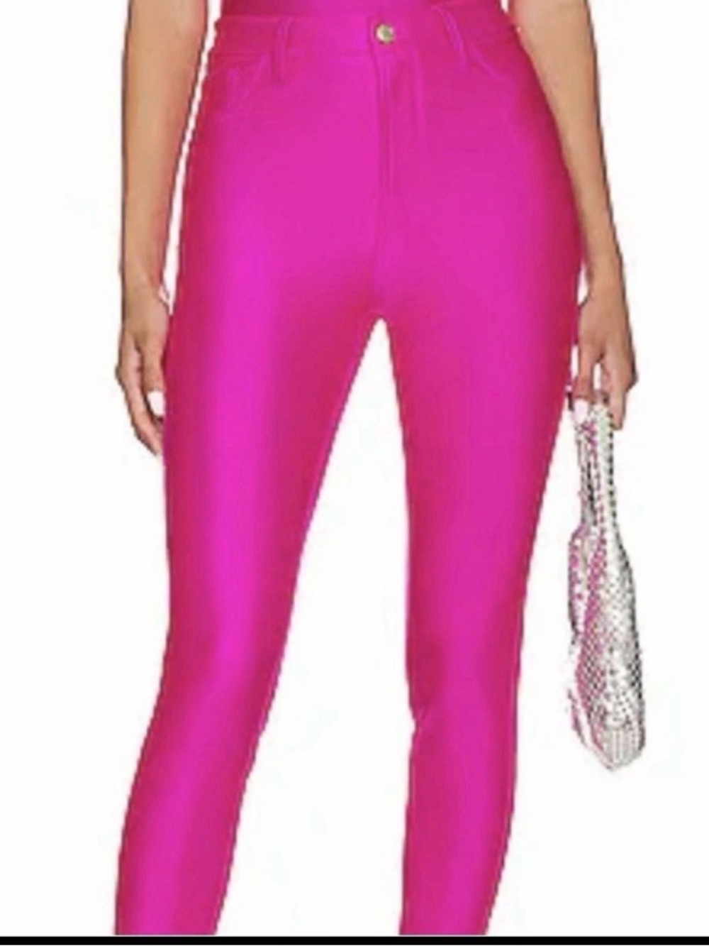 Good American Good Waist Compression Shine Leggings Fuchsia Pink Size 14/32
